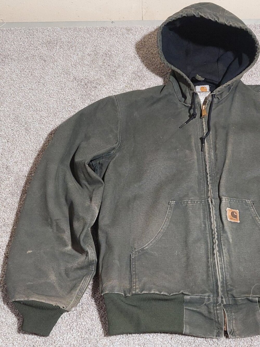 Vintage Carhartt J25 MOS Moss Green Sandstone Duck Active Farm Aged 2006 Size M - Picture 3 of 9